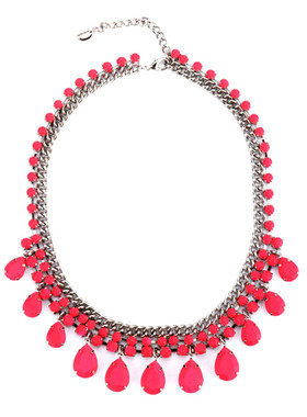 磨砂哑光玫瑰红ins绿色项链