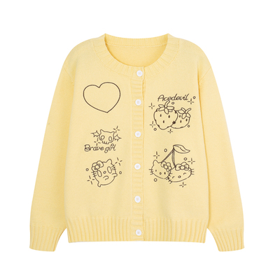 YUZI鱼子针织开衫奶黄色大码女装