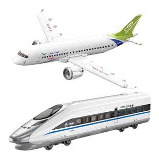 TOPTOY中国积木和谐号高铁C919大型飞机拼装复兴号玩具男孩礼物