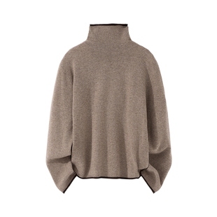 小禾【双面派】山羊绒绵羊毛撞色假两件轻奢慵懒双层撞色卷边毛衫