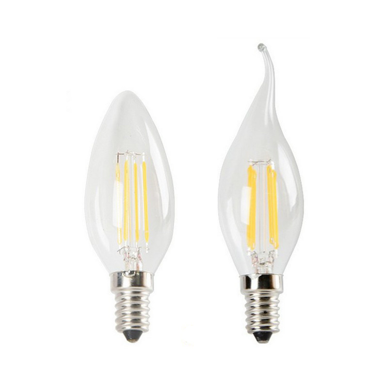 爱迪生灯泡LED灯丝复古仿钨丝E14E12螺口蜡烛灯吊灯水晶光源110V