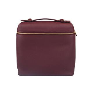 中古9新LORO PIANA EXTRA POCKET双肩包红豆色二手奢侈品包包