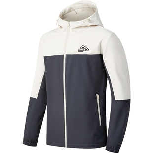 鸿星尔克外套男春秋新款男士小山标拼接外套风衣加绒防泼水夹克男