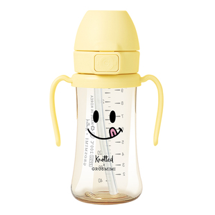 格罗咪咪&Knotted联名款吸管杯婴儿童宝宝喝水牛奶瓶硅胶韩国进口