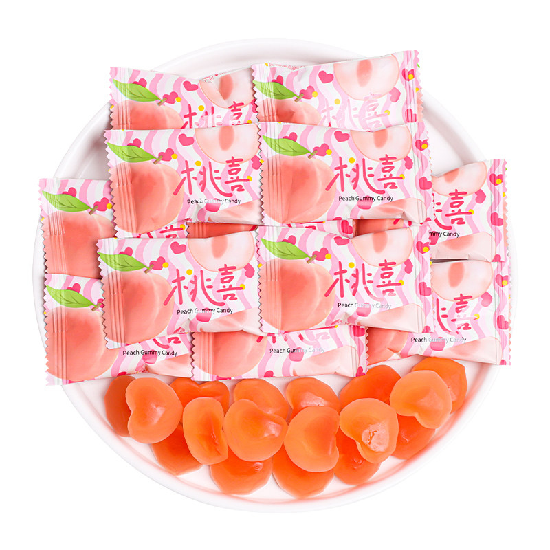 桃喜白桃味果汁夹心软糖散装橡皮糖喜糖零食批发专用结婚订婚回礼