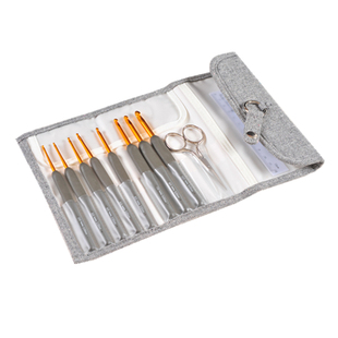 日本进口编织工具广岛钩针黑金套装TEG001金剪银剪郁金香中粗线