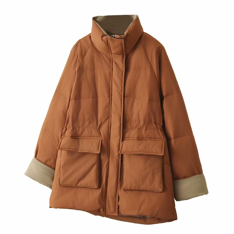拼色常规羽绒服大码韩版立领