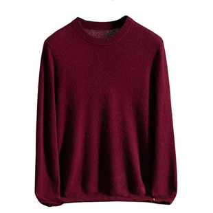 Luigi路易吉同款男安哥拉红圆领毛衣高端休闲内搭针织学院羊绒衫