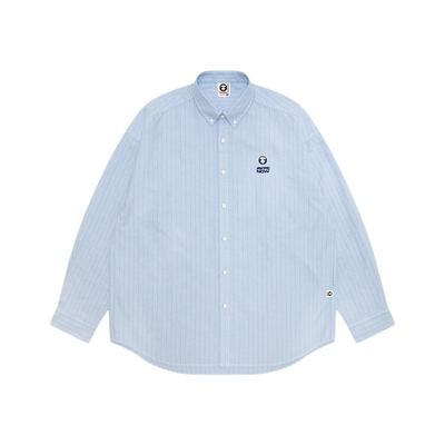 Aape小标徽章休闲条纹长袖衬衫