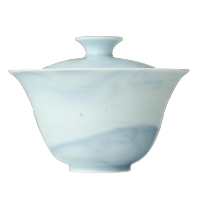 雅辑青花水墨。山海盖碗