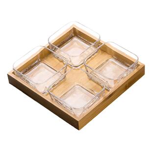 四方玻璃碗透明甜品碗水果碗高颜值双皮奶小碗方形零食坚果蘸料碗
