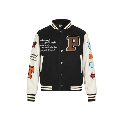 美式复古字母毛巾刺绣棒球服外套