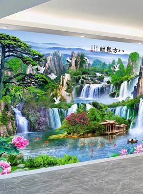 2026新款自粘画新年贴画山水画客厅装饰画电视背景墙壁纸自粘背胶