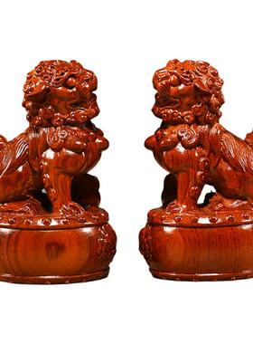 花梨木狮子客厅店铺装饰摆设