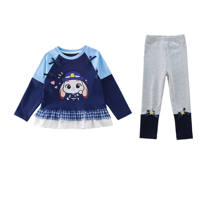 女童2026新款春装洋气兔子蝴蝶结两件套装女宝超好看卡通衣服潮