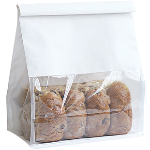 450g面包袋卷边铁丝密封棉纸立方吐司袋八边封脆脆棒自封防油纸袋