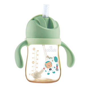 安儿欣PPSU防漏吸管杯宝宝学饮杯防摔手柄吸管杯儿童水杯正品包邮