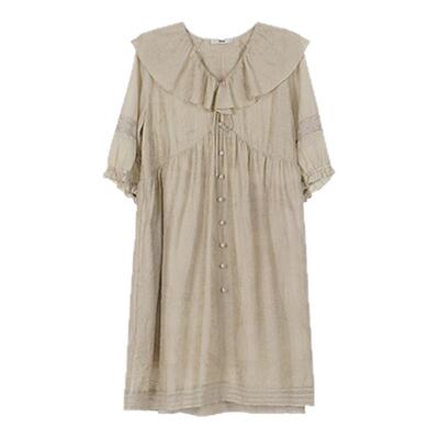 TALASA丝棉荷叶边设计感宽松长裙