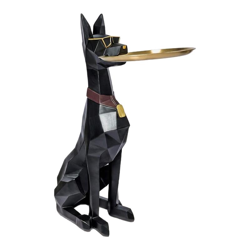 北欧风现代简约绅士犬造型轻奢落地摆件客厅装饰品创意家居工艺品