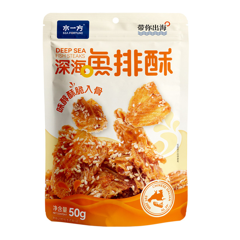 水一方鮟鱇鱼骨鱼排酥即食鳕鱼香酥鱼骨头鱼干海鲜休闲海味零食