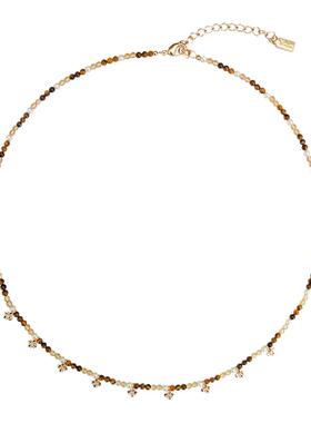 温莎焦糖水晶珠fafa复古锁骨链