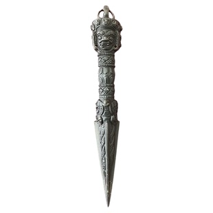 藏传密宗法器尼泊尔三面降魔金刚橛天铁普巴杵佛堂家居饰品摆件