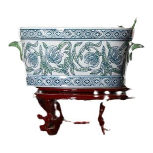 景德镇陶瓷花盆青花瓷椭圆双耳种树花盆鱼缸兰花绿植种花造景摆件