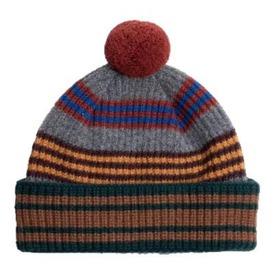 HOWLIN X LOOKNOW设计师品牌2025冬季新品蓝色条纹针织帽女