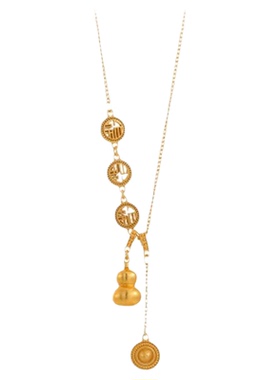 古婷轻奢小众沙金福字项链高级感