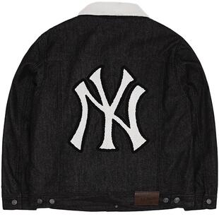 MLB官方 男女情侣经典牛仔夹克仿羊羔绒外套百搭休闲潮冬季DKEC1
