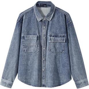 GXG男装春秋外套长袖衬衣牛仔衬衫男 25年春季新款#G25DE81011