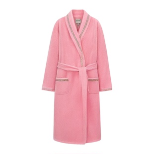 法兰绒家居服睡衣女秋冬加厚加绒保暖冬珊瑚绒睡袍男中长浴袍情侣