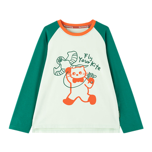 【富春江卡通T恤】森林棠26款插肩袖「吸湿排汗」撞色高弹印花T恤