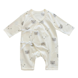 男童无骨纯棉蝴蝶衣婴儿新生初生儿夏季长袖爬服女宝宝连体衣外穿