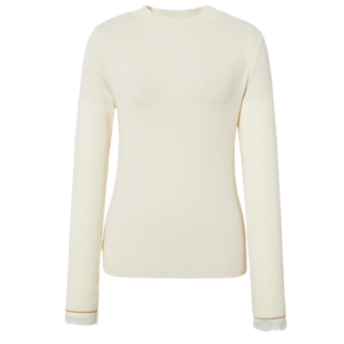 蒋欣代言伊芙丽基础半高领蕾丝边针织衫蚕丝羊毛打底衫女25冬新