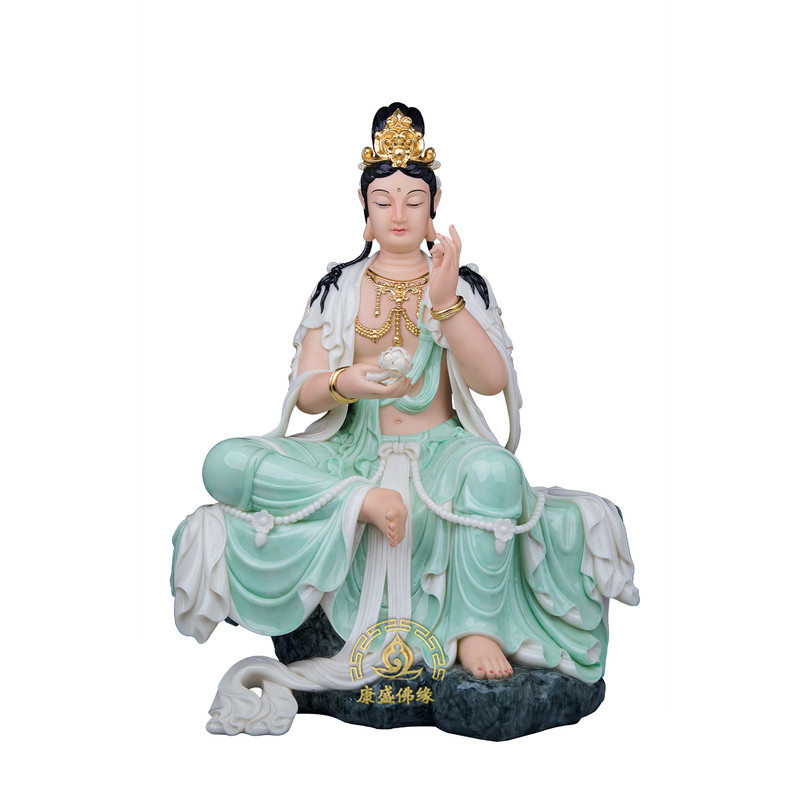 观音菩萨汉白玉南海观音神像