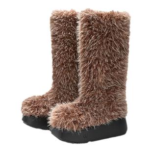 CHOCO CONCERT设计鞋履丨圆方雪地靴时装靴女冬保暖松糕底长筒靴