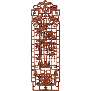 东阳木雕香樟木中式电视背景墙挂件玄关客厅四条屏梅兰竹菊工艺品