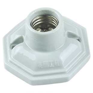 E27全陶瓷八角灯座头螺口家用明装配件灯底座爬宠八角灯坐