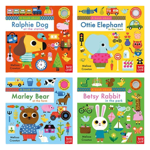 Melissa Crowton 推拉机关纸板书4册套装 玛丽熊 拉尔菲狗 贝琪兔 奥蒂小象 低幼儿童绘本 图画书英语阅读启蒙