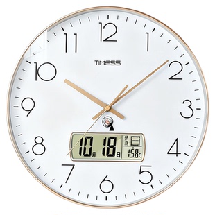 TIMESS自动对时钟表挂钟客厅家用2025新款免打孔静音电波时钟挂墙