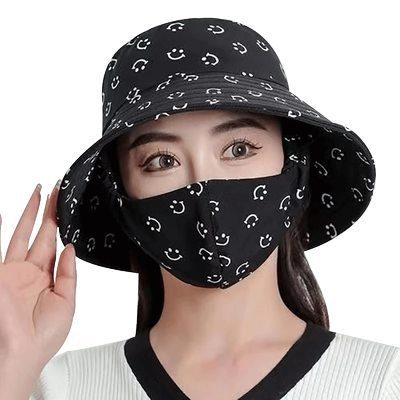 碎花帽防晒口罩一体式防紫外线