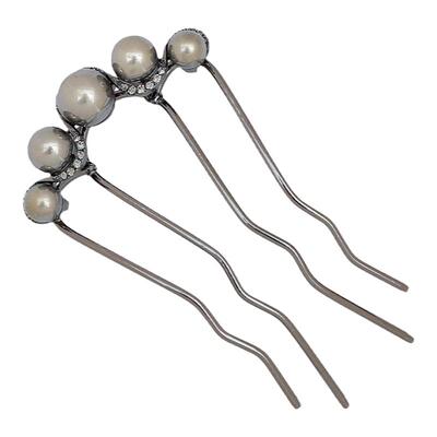古风珍珠发簪高级感枪黑色插梳