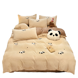 洁丽雅加厚牛奶绒被套单件冬季加绒单人被罩200x230cm珊瑚绒1.5米