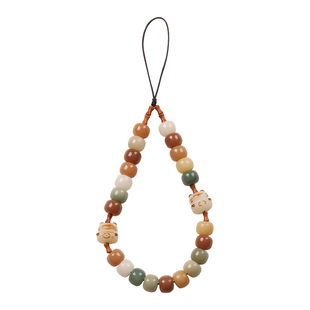 菩提猫爪串珠手机链挂饰短款吊坠男女防丢手机壳挂绳手腕挂件高端