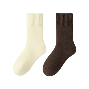 加厚羊毛袜子女款加绒美利奴秋冬季中筒保暖冬天防寒高筒无骨长袜