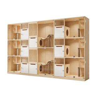 实木猫柜三层实木猫笼子室内家用猫别墅猫屋宠物店猫柜实木宠物柜