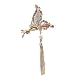 新中式超仙古风蝴蝶流苏发夹女2025新款高级感侧边刘海夹卡子头饰