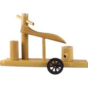 竹子流水器 鱼缸石槽鱼盆增氧过滤 客厅摆件 风水轮水车循环流水