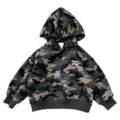 中小童时尚迷彩加绒连帽卫衣酷帅